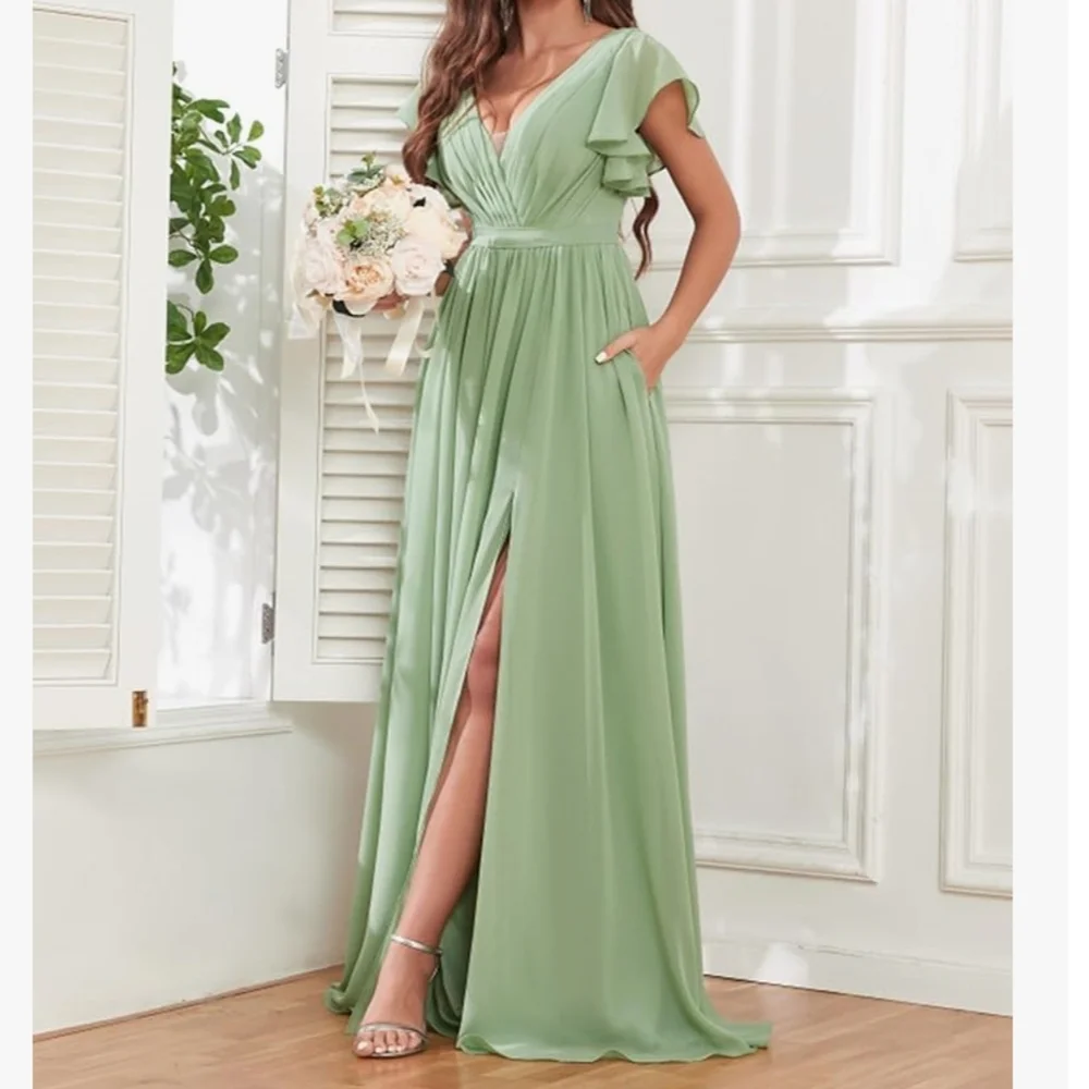 Elegant Light Blue Evening Gown - Picture 4 of 6